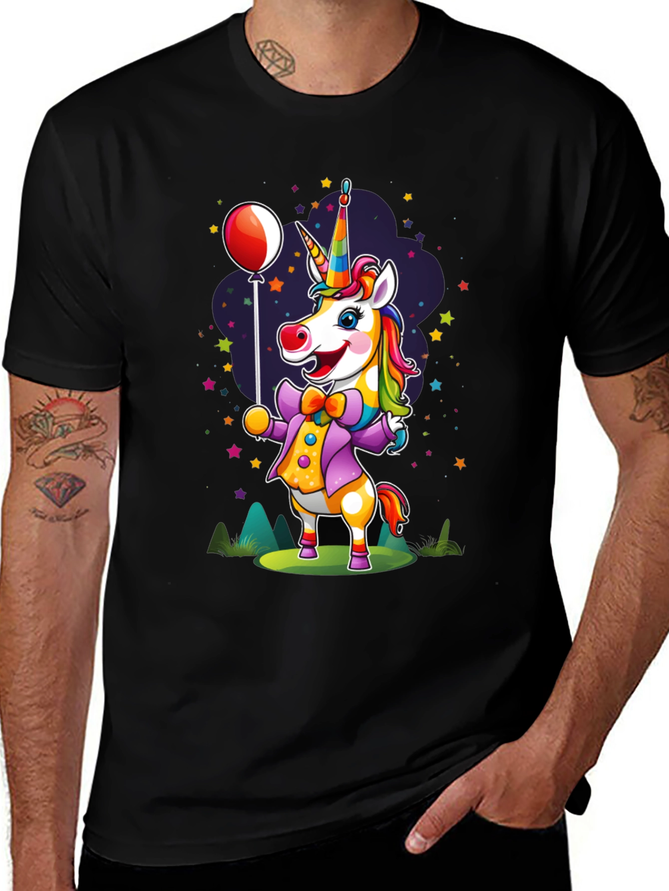 Rainbow Unicorn Cartoon Graphic T-Shirt