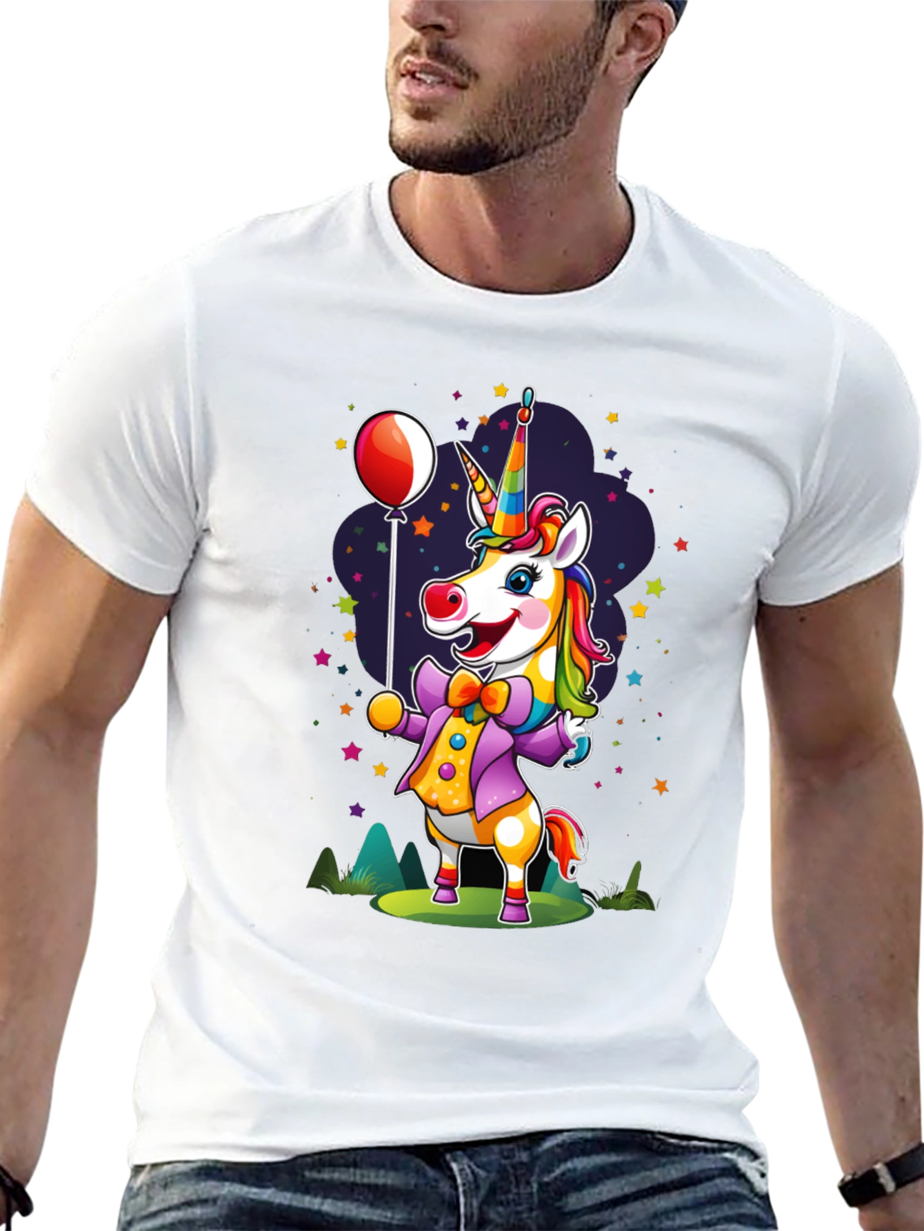 Rainbow Unicorn Cartoon Graphic T-Shirt