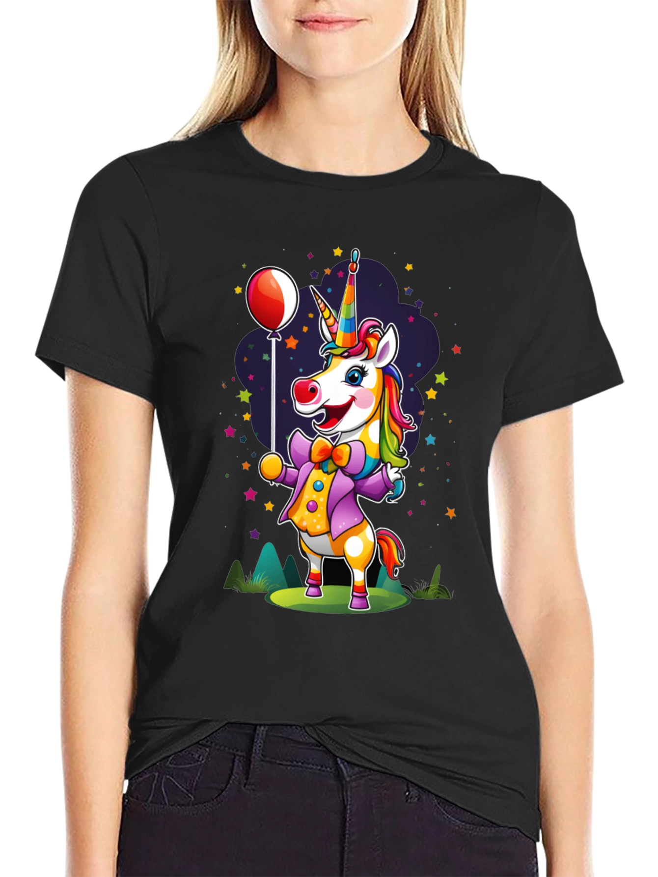 Rainbow Unicorn Cartoon Graphic T-Shirt