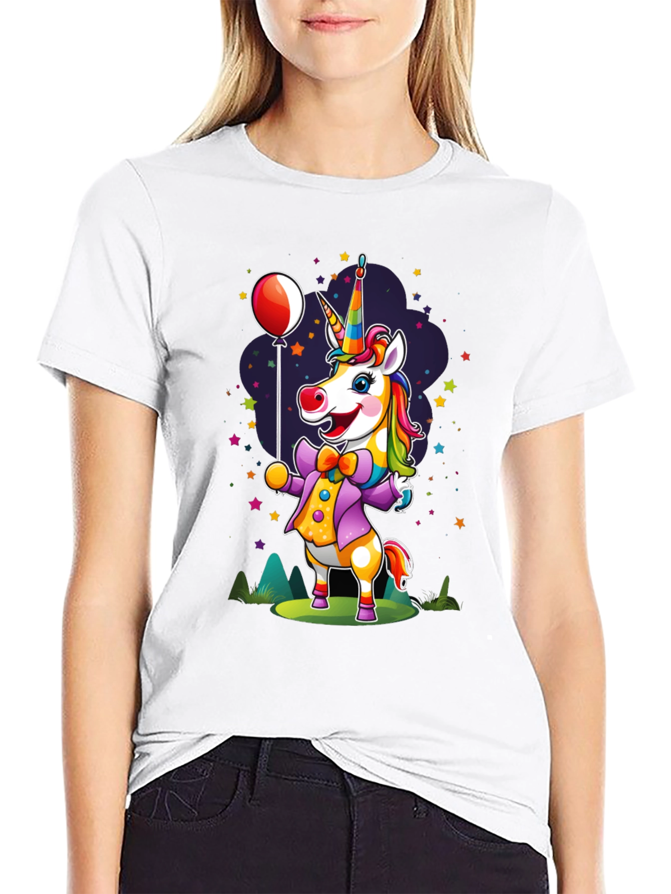 Rainbow Unicorn Cartoon Graphic T-Shirt