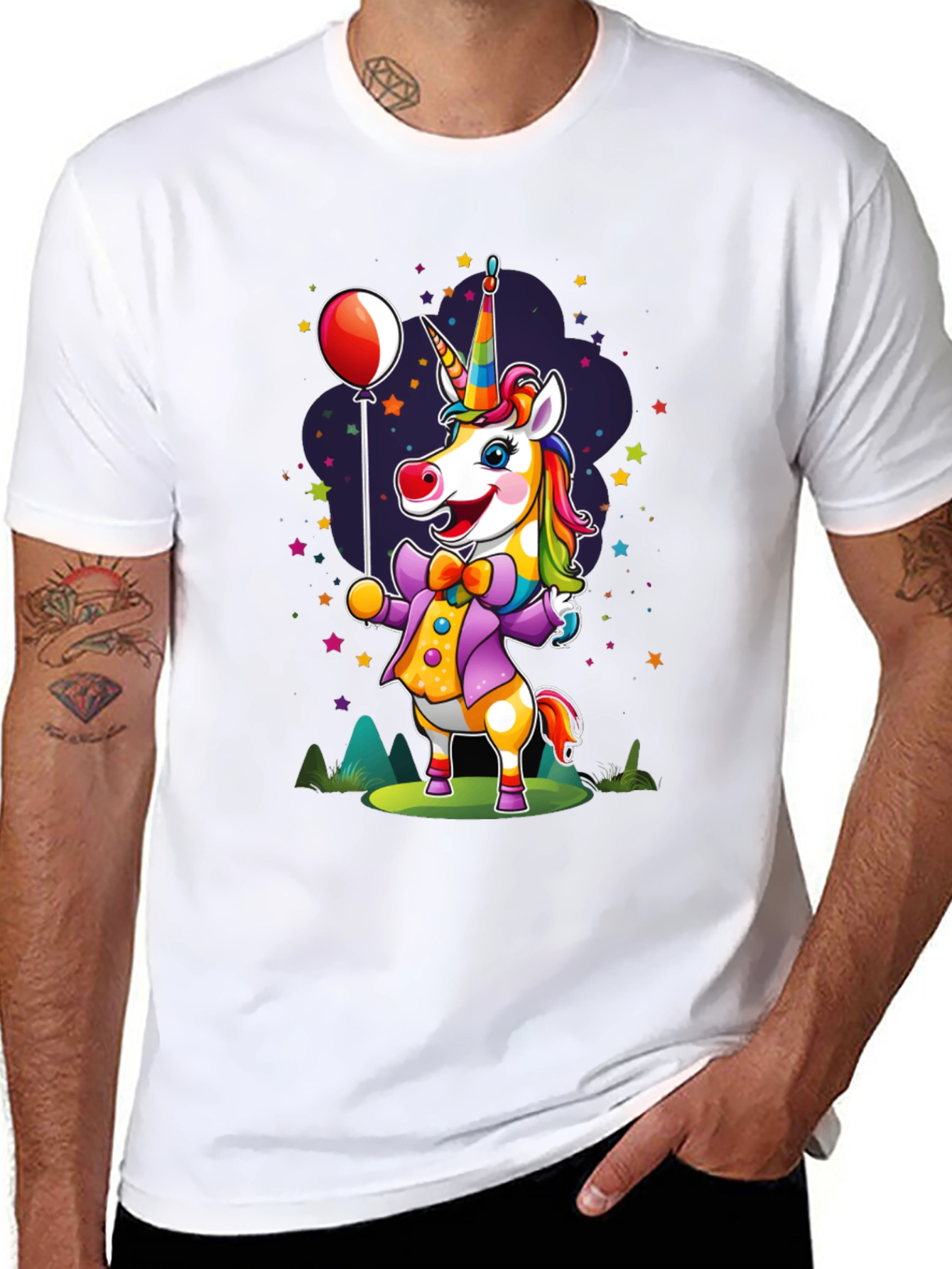 Rainbow Unicorn Cartoon Graphic T-Shirt
