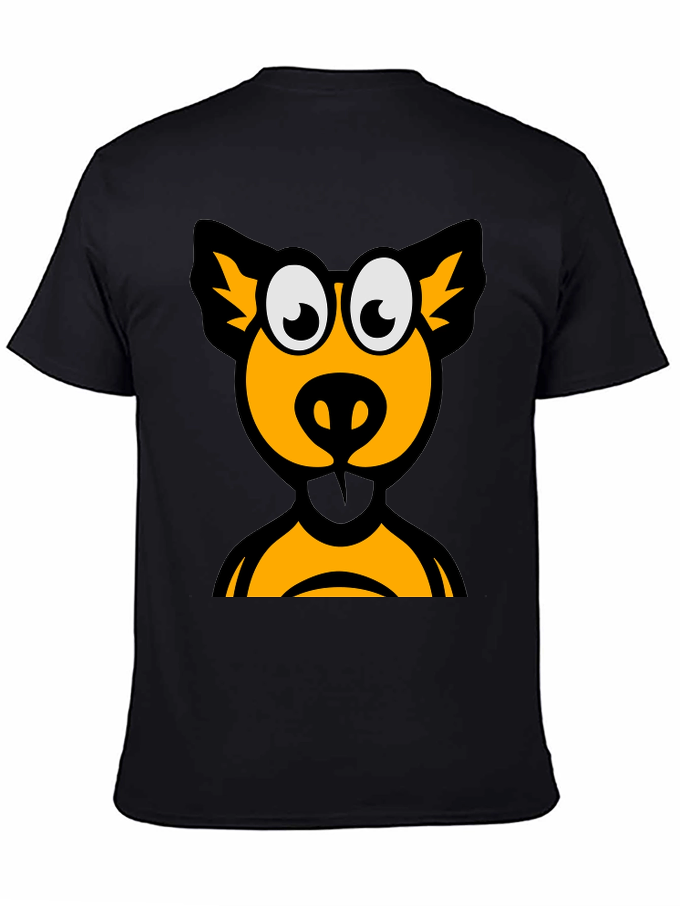 Cartoon Animal Graphic Tee - Black Cotton T-Shirt