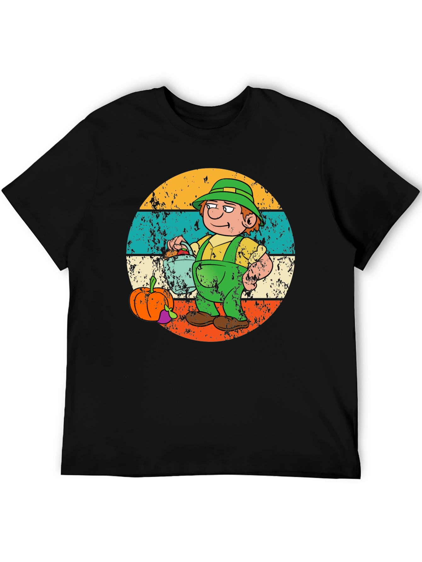 Cartoon Farmer Graphic Tee - Black
