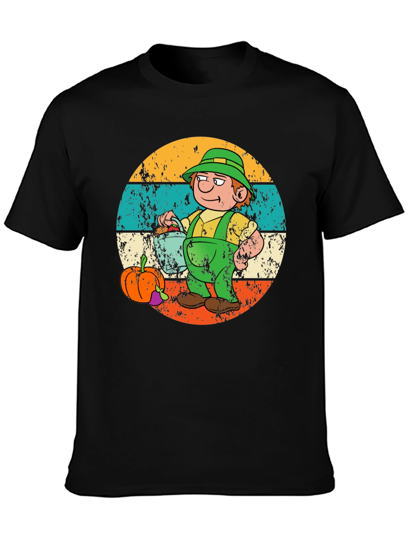 Cartoon Farmer Graphic Tee - Black