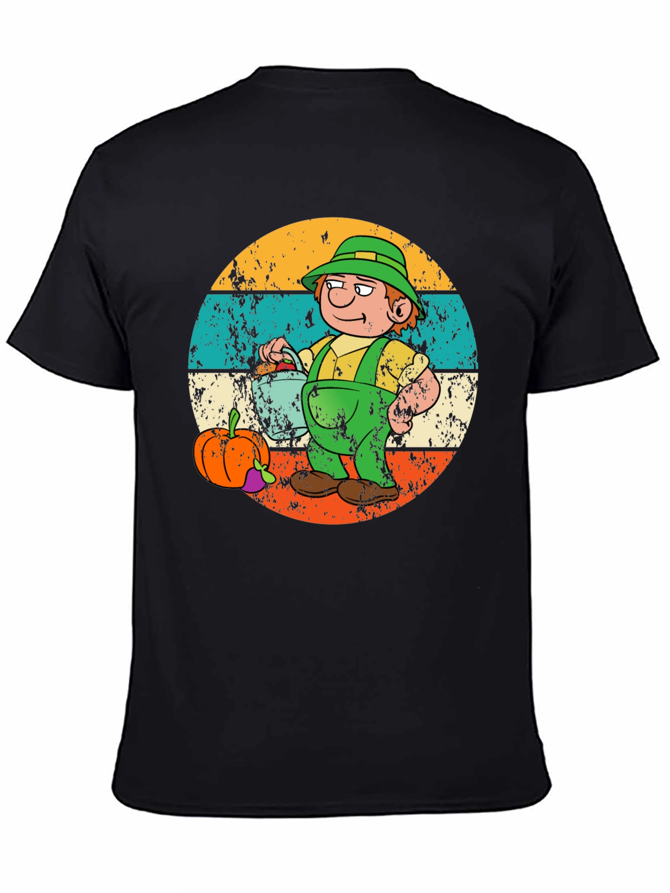Cartoon Farmer Graphic Tee - Black