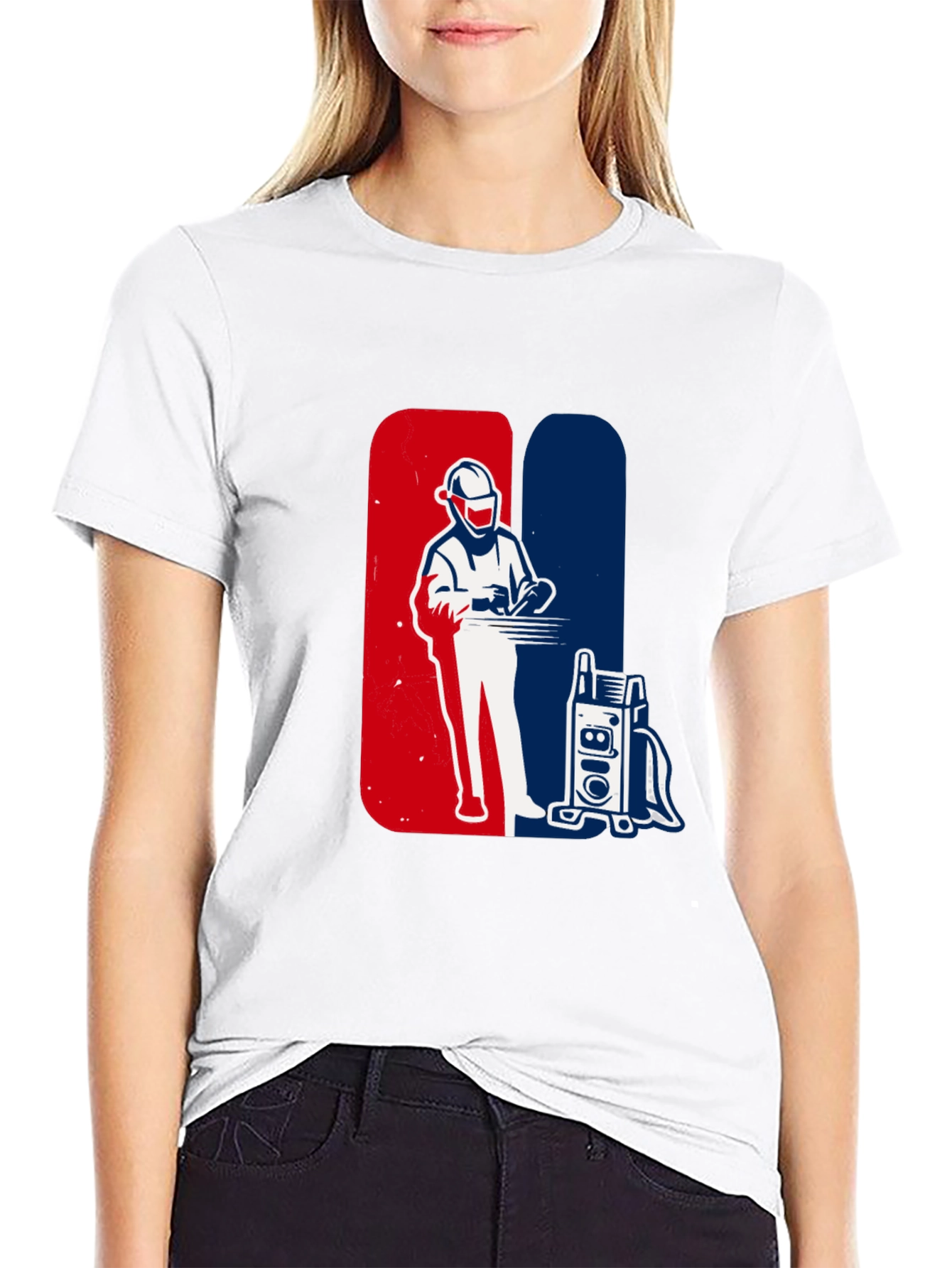 Welder Graphic T-Shirt - Red White and Blue