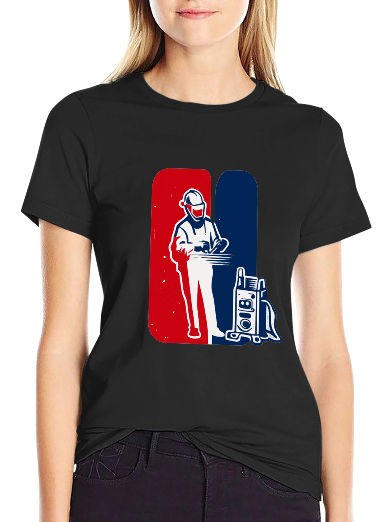 Welder Graphic T-Shirt - Red White and Blue