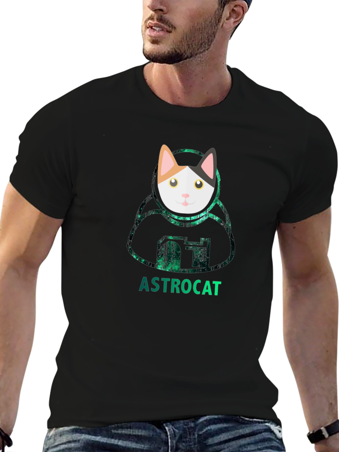 Astrocat Black T-Shirt - Galaxy Cat Lover Tee