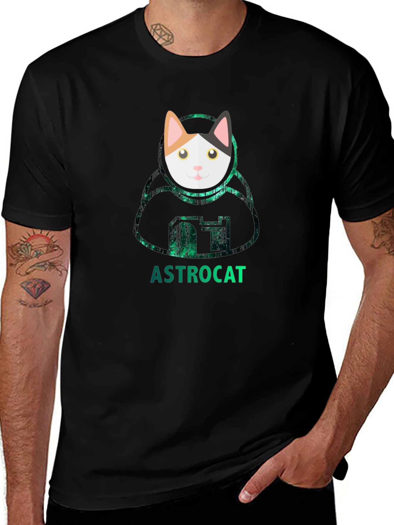 Astrocat Black T-Shirt - Galaxy Cat Lover Tee