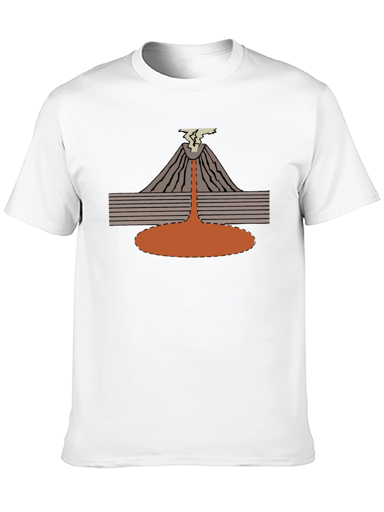 Volcano Eruption Graphic Tee - Black Cotton T-Shirt