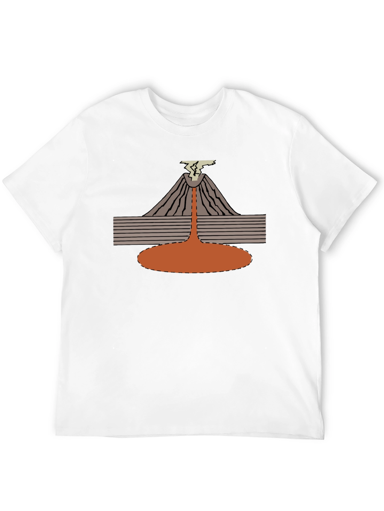 Volcano Eruption Graphic Tee - Black Cotton T-Shirt