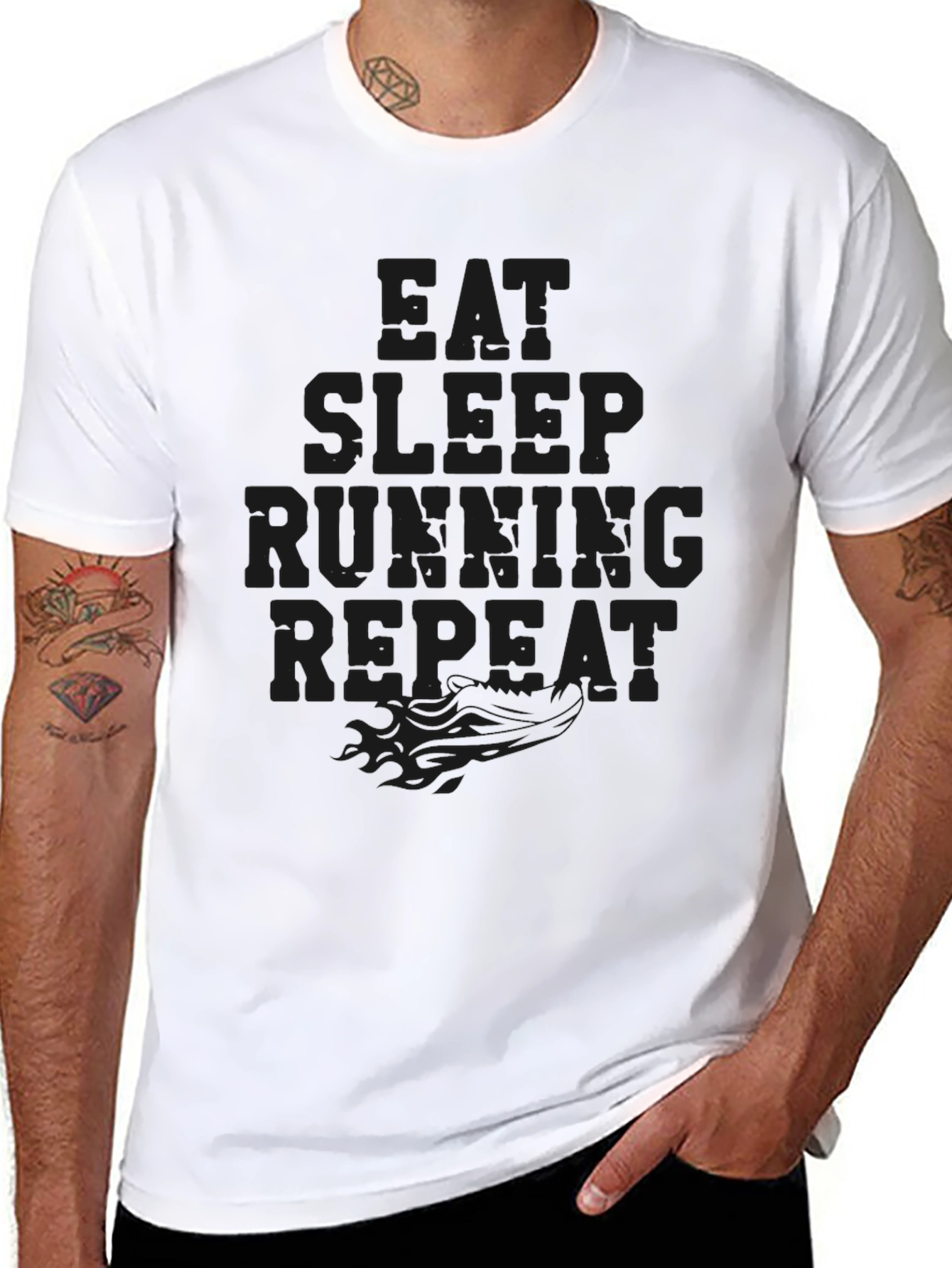 Eat Sleep Running Repeat Black Graphic Tee