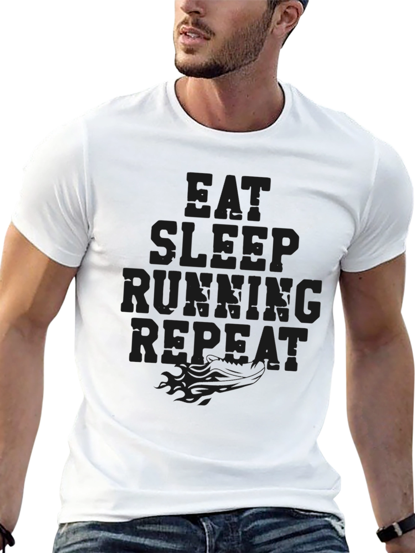 Eat Sleep Running Repeat Black Graphic Tee