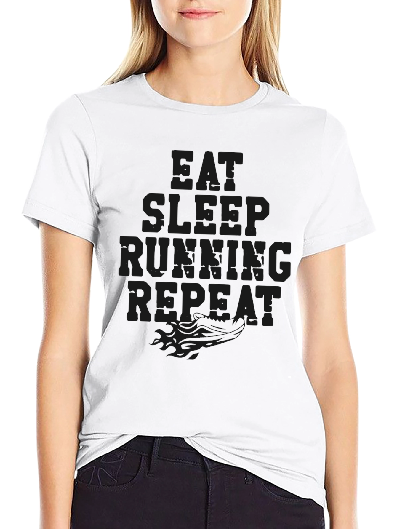 Eat Sleep Running Repeat Black Graphic Tee
