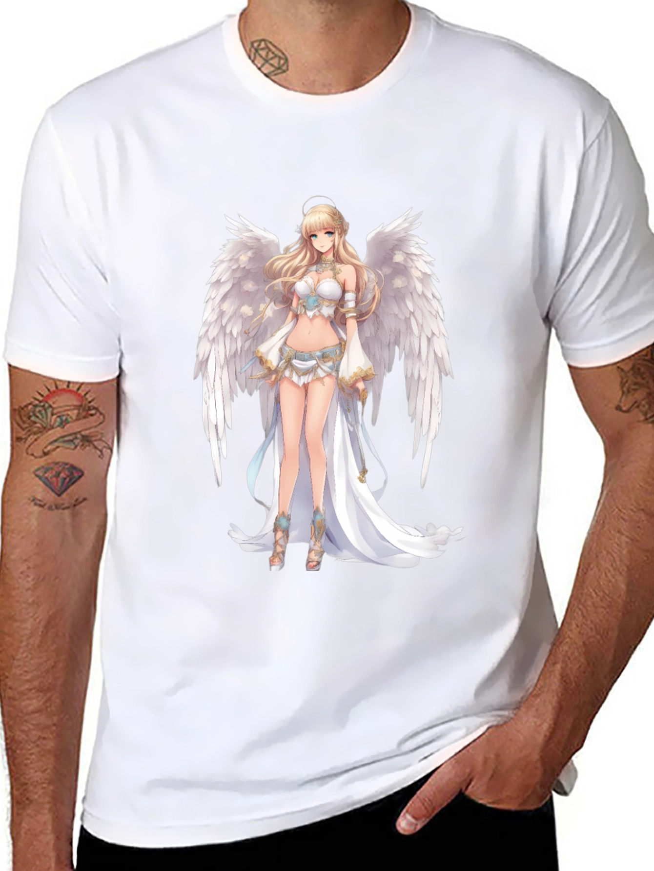 Anime Angel Graphic Black T-Shirt