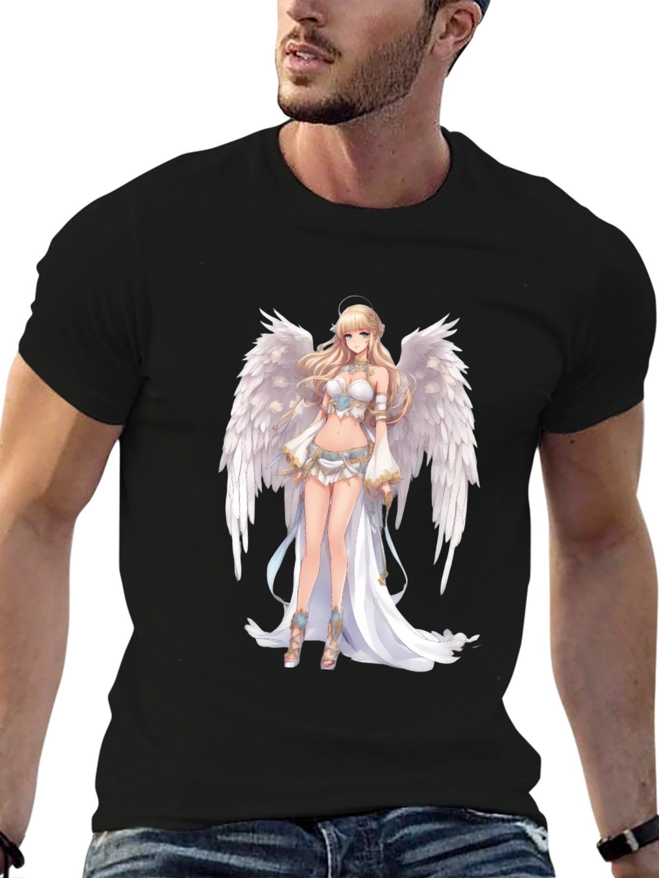 Anime Angel Graphic Black T-Shirt