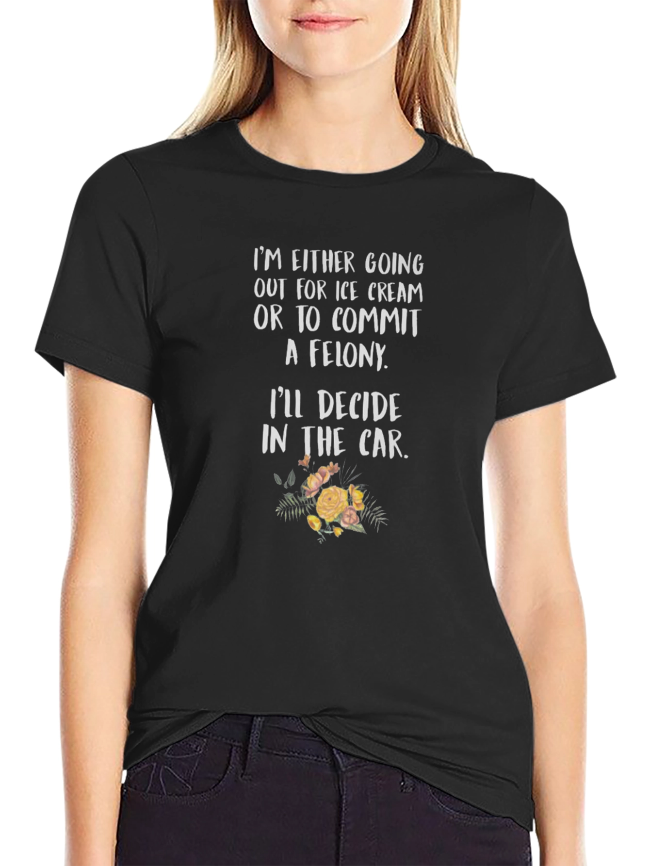 Ice Cream or Felony Black Graphic Tee