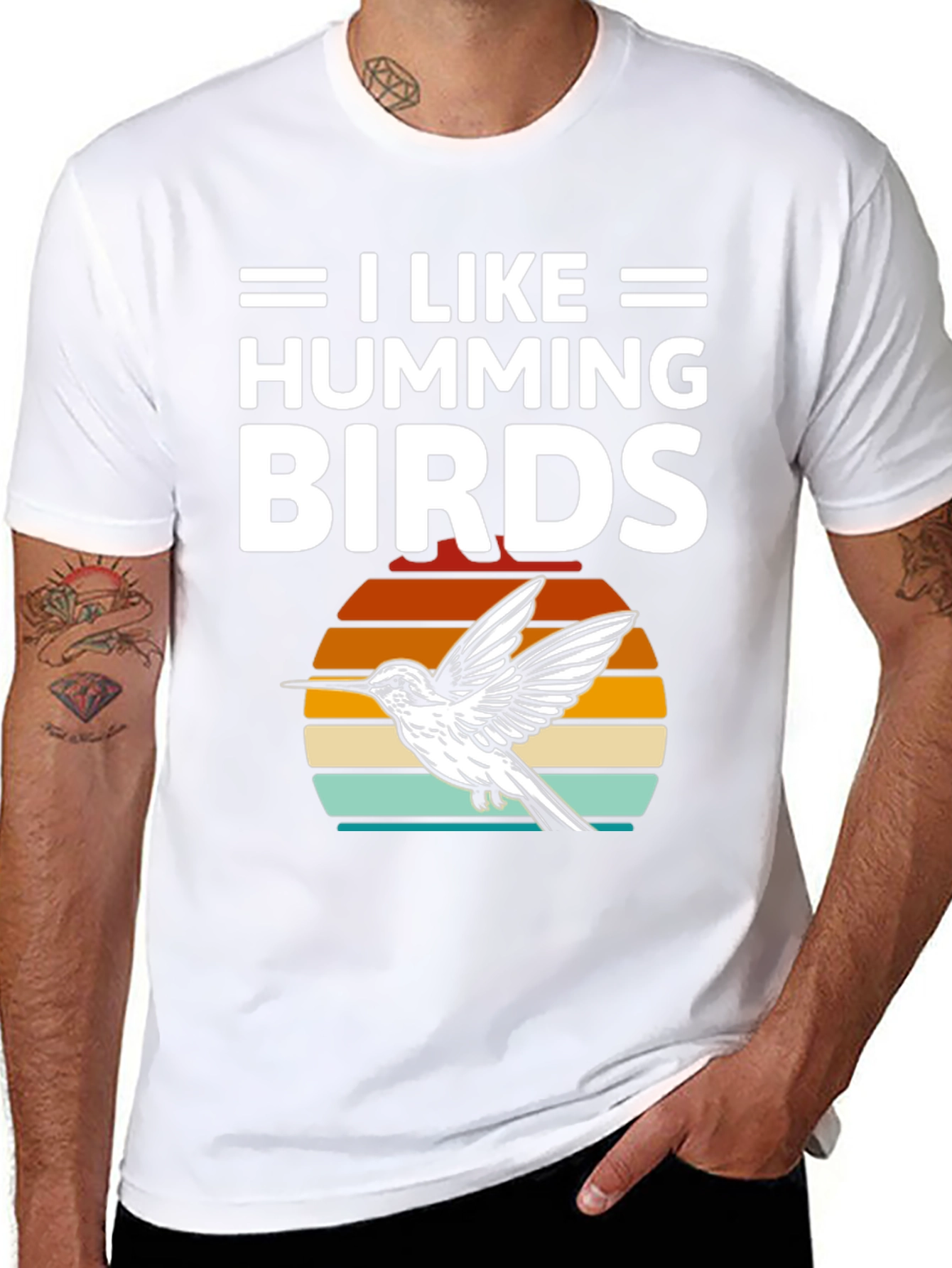 I Like Hummingbirds T-Shirt Black Cotton