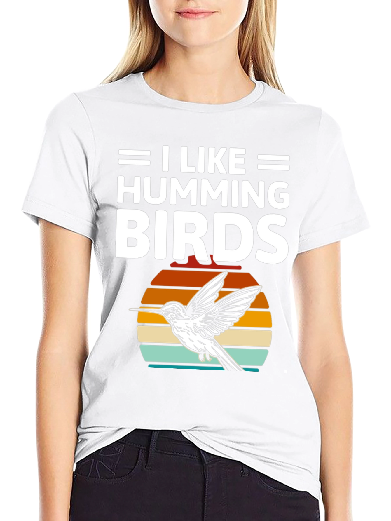I Like Hummingbirds T-Shirt Black Cotton