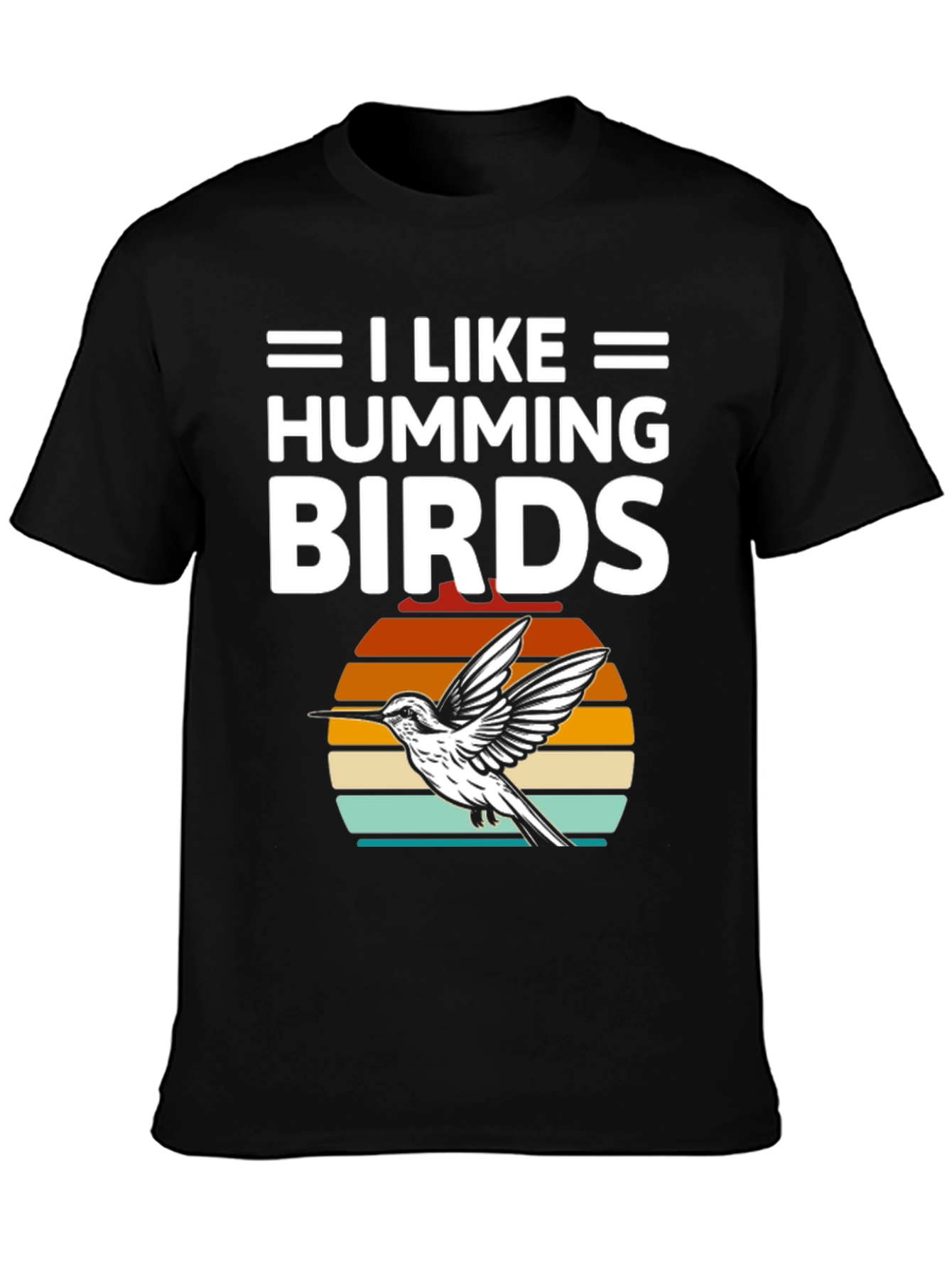 I Like Hummingbirds T-Shirt Black Cotton