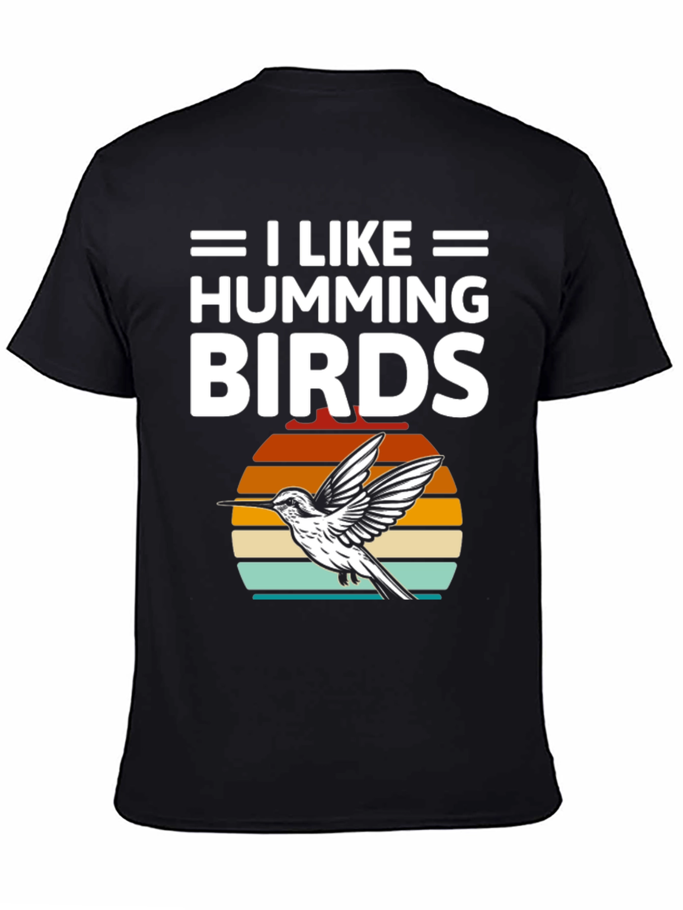 I Like Hummingbirds T-Shirt Black Cotton