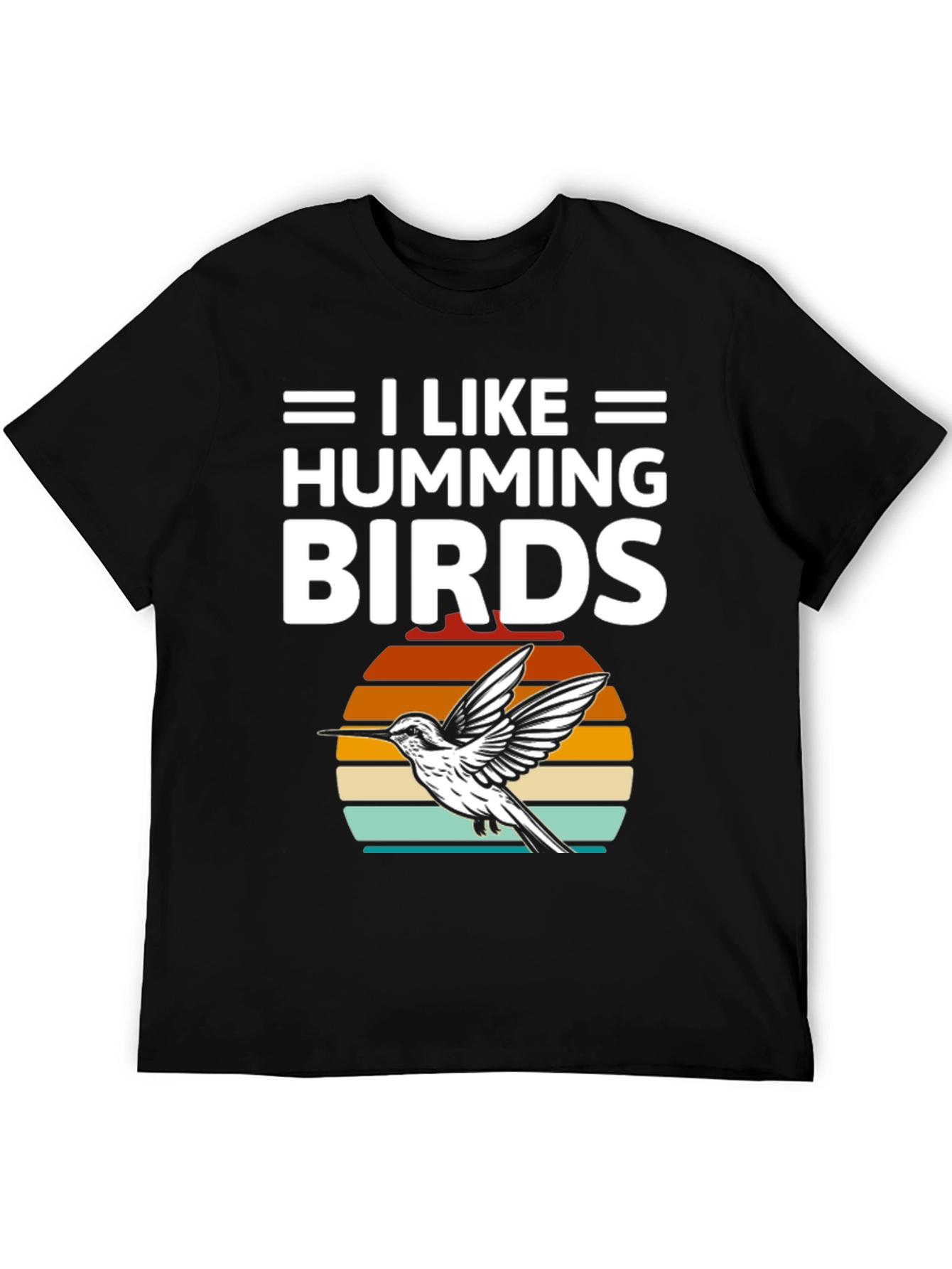 I Like Hummingbirds T-Shirt Black Cotton