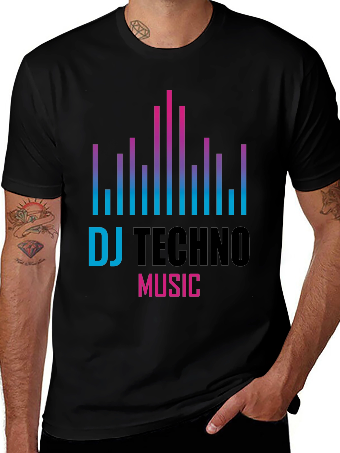 DJ Techno Music Graphic T-Shirt - Black