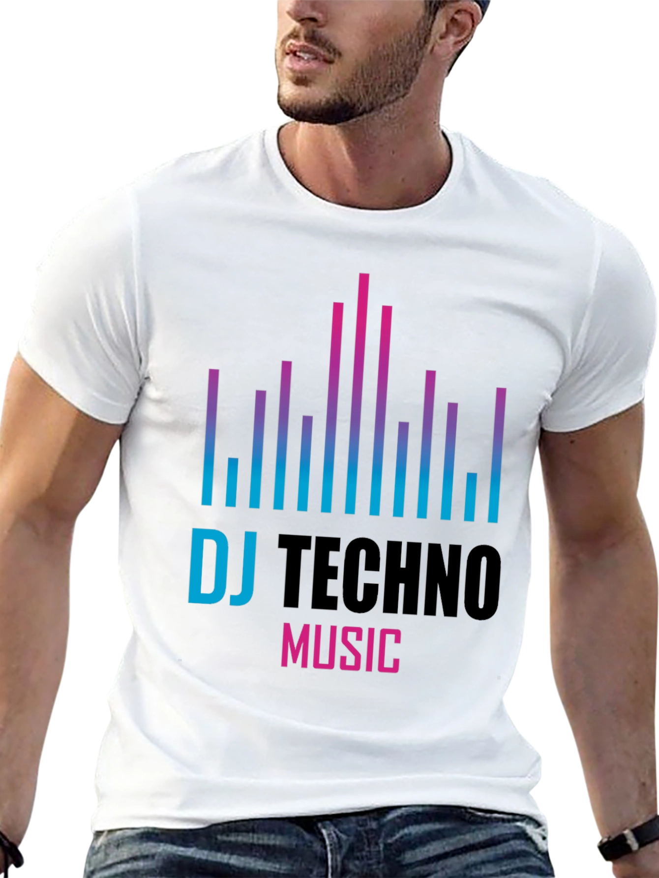 DJ Techno Music Graphic T-Shirt - Black