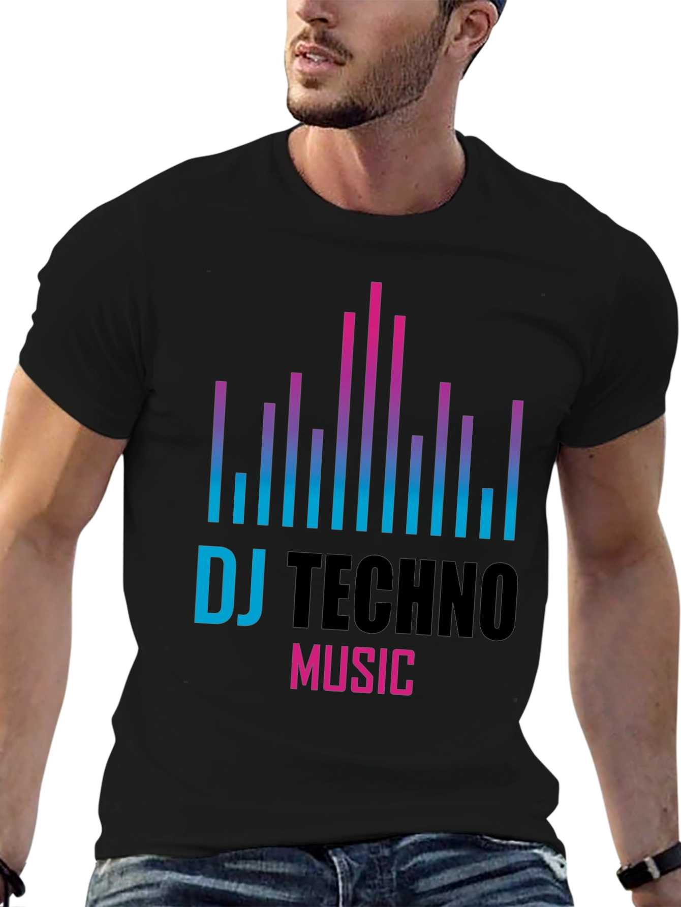 DJ Techno Music Graphic T-Shirt - Black