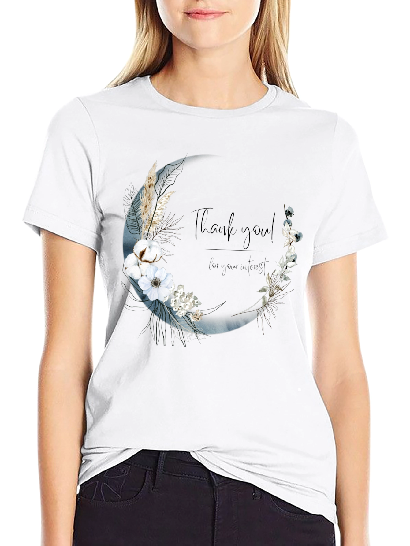 Floral Crescent Moon Graphic Tee