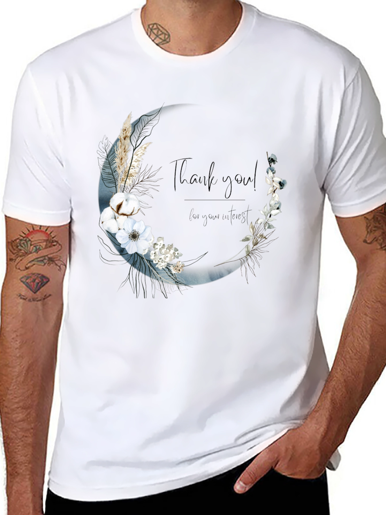 Floral Crescent Moon Graphic Tee