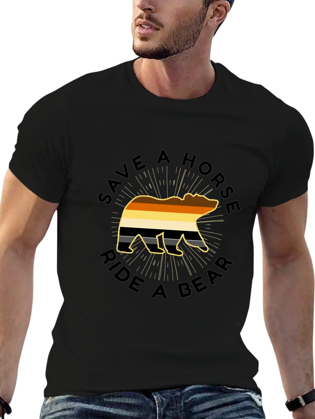 Save A Horse Ride A Bear Black T-Shirt