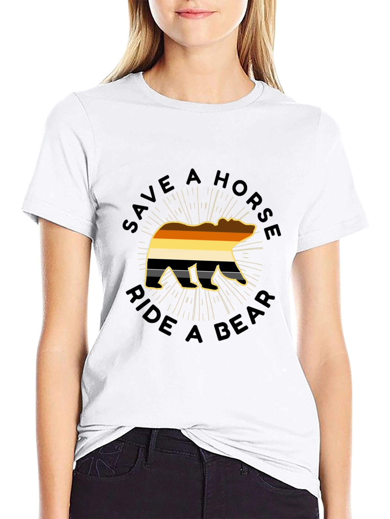 Save A Horse Ride A Bear Black T-Shirt