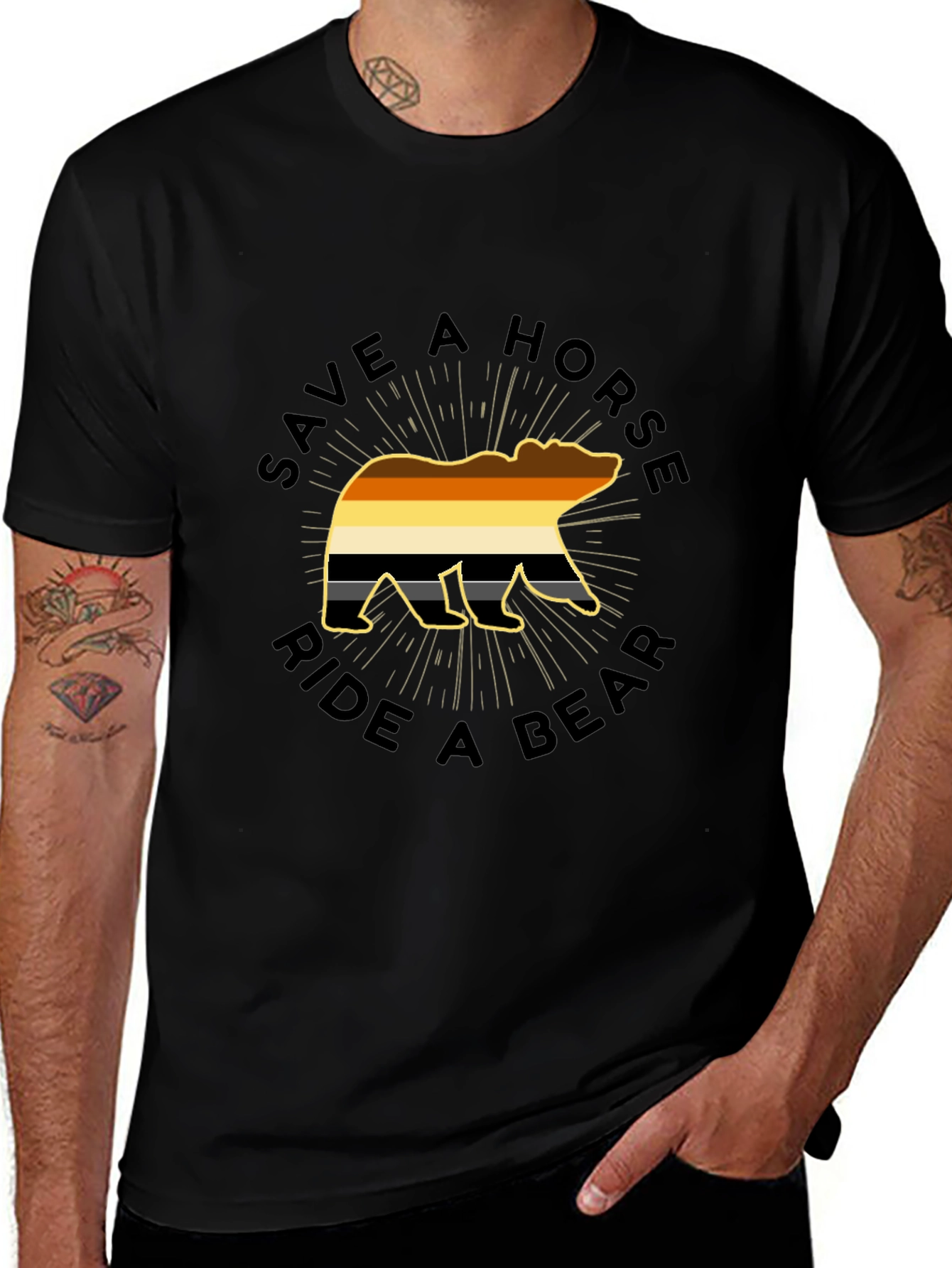 Save A Horse Ride A Bear Black T-Shirt