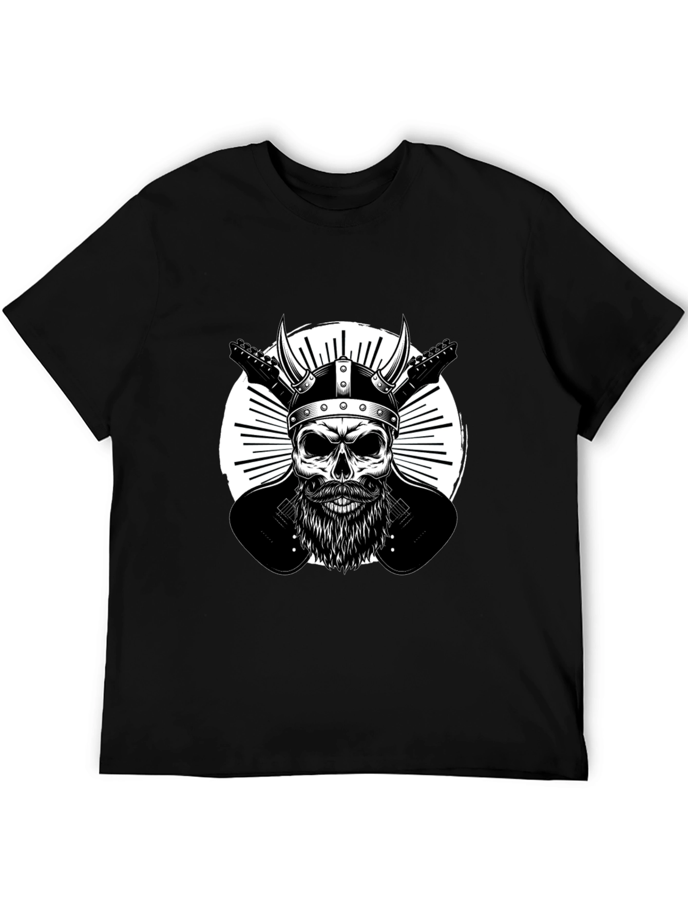 Viking Skull & Guitars Graphic T-Shirt