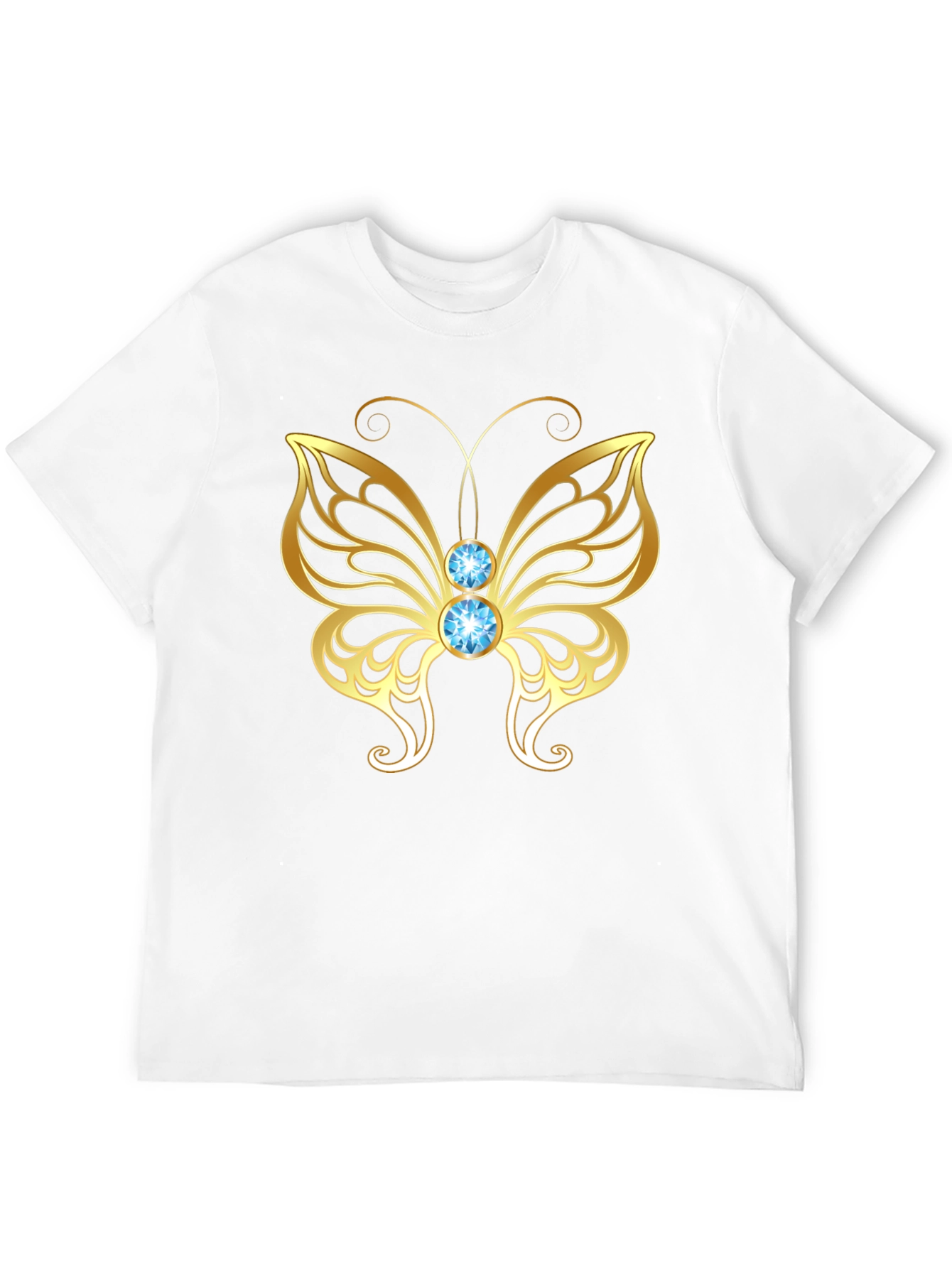 Gold Butterfly Graphic Tee - Stylish Mens Black T-Shirt
