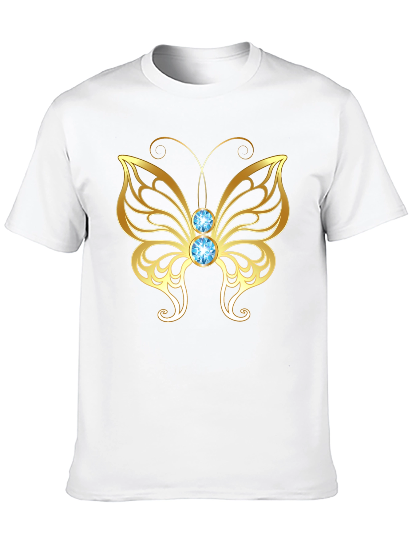 Gold Butterfly Graphic Tee - Stylish Mens Black T-Shirt