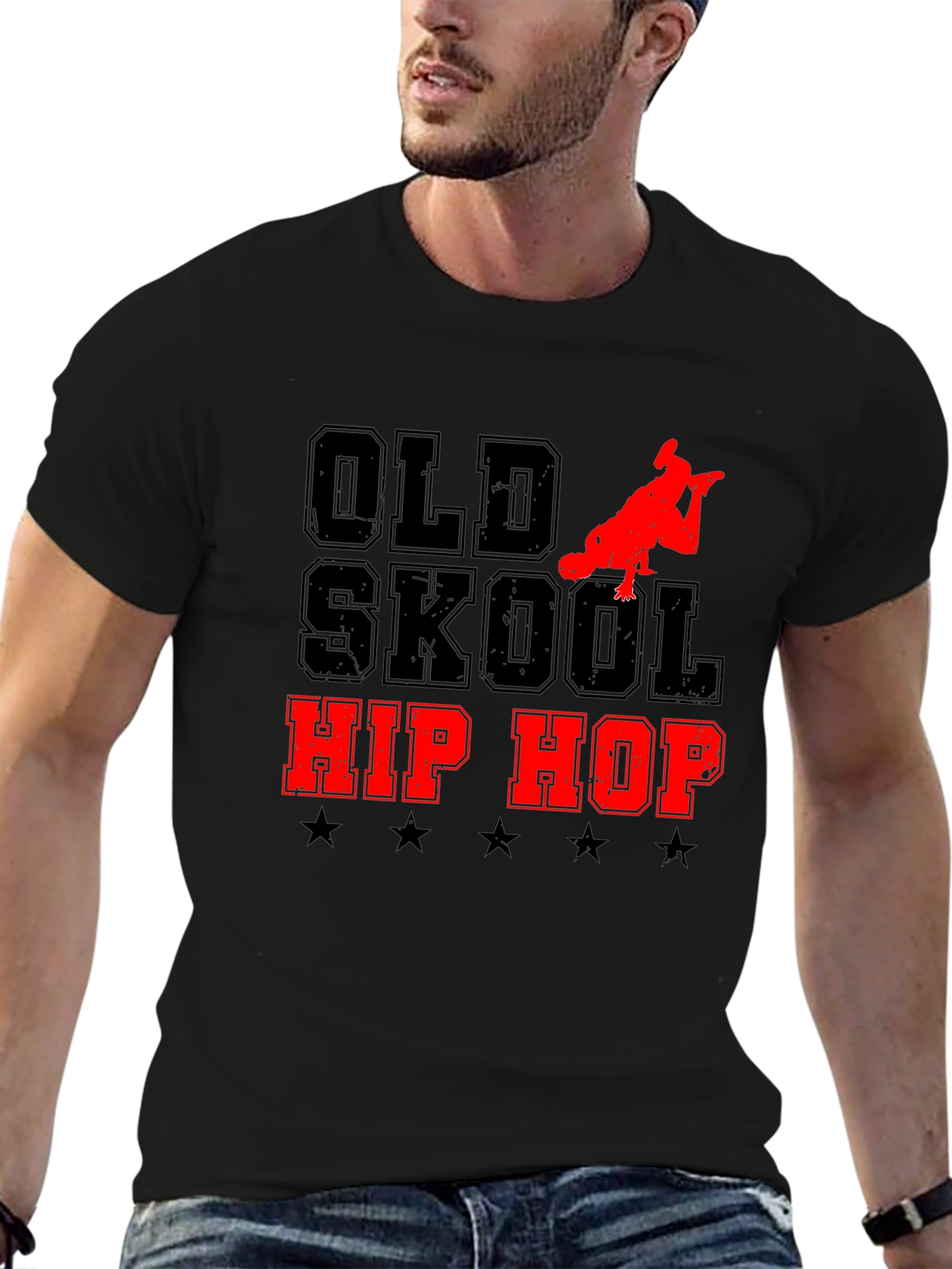 Old Skool Hip Hop Graphic Tee - Black
