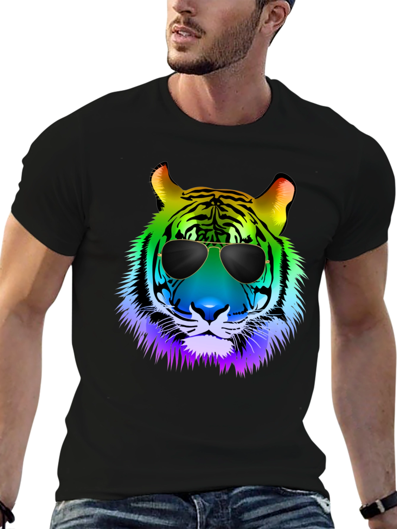 Rainbow Tiger Sunglasses Graphic Tee