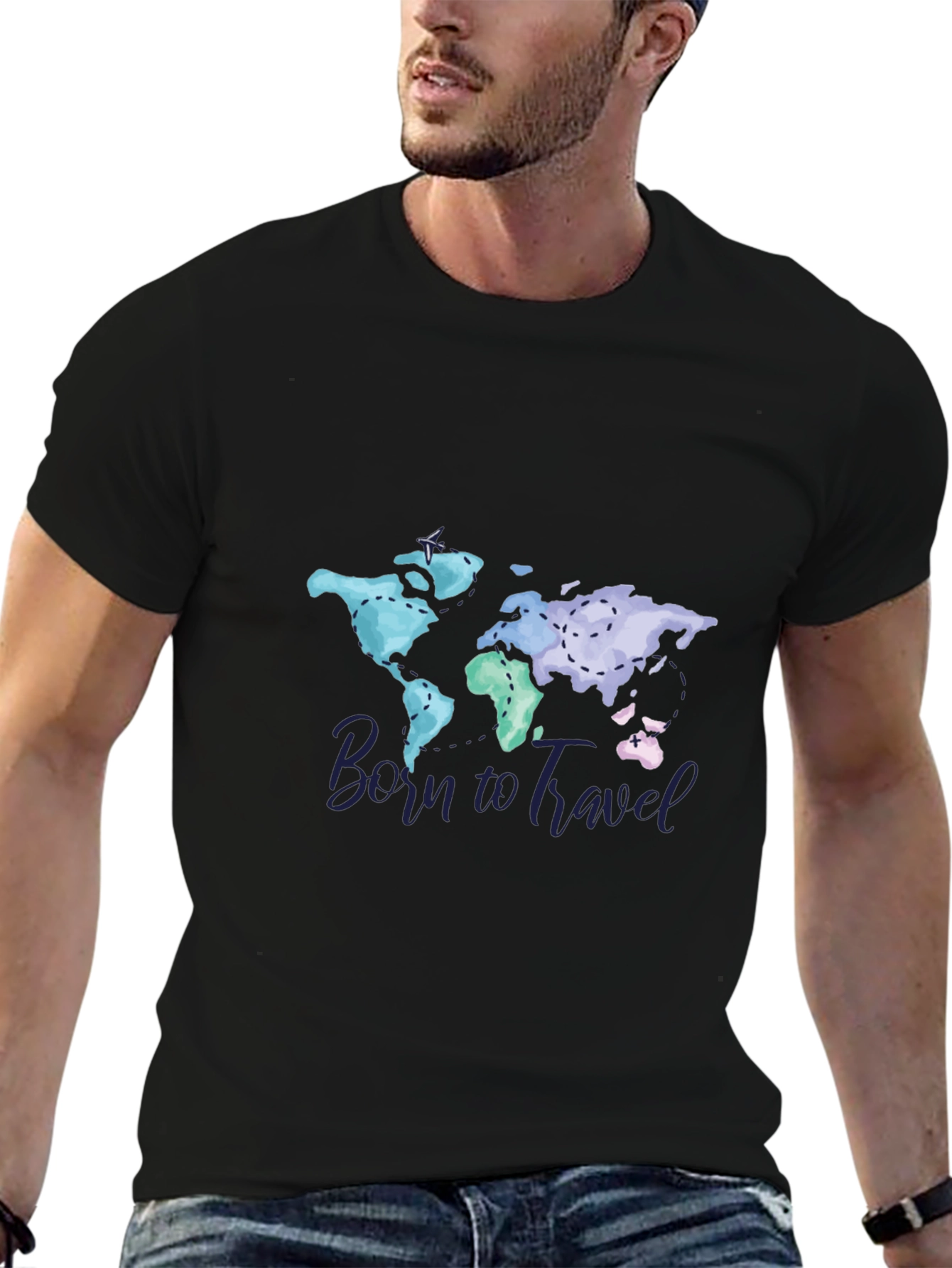 Born To Travel World Map Graphic Tee