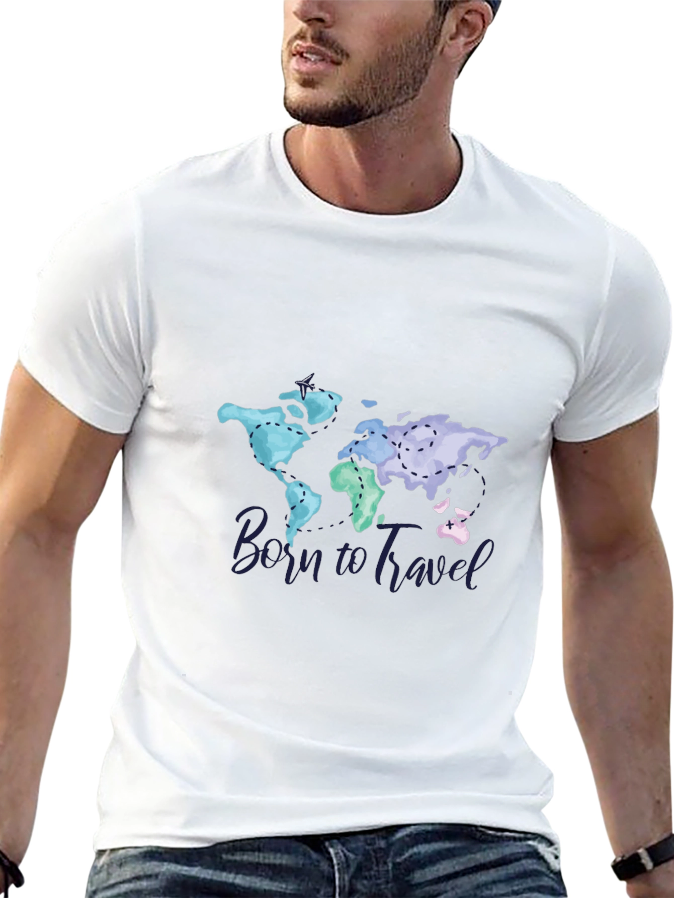 Born To Travel World Map Graphic Tee