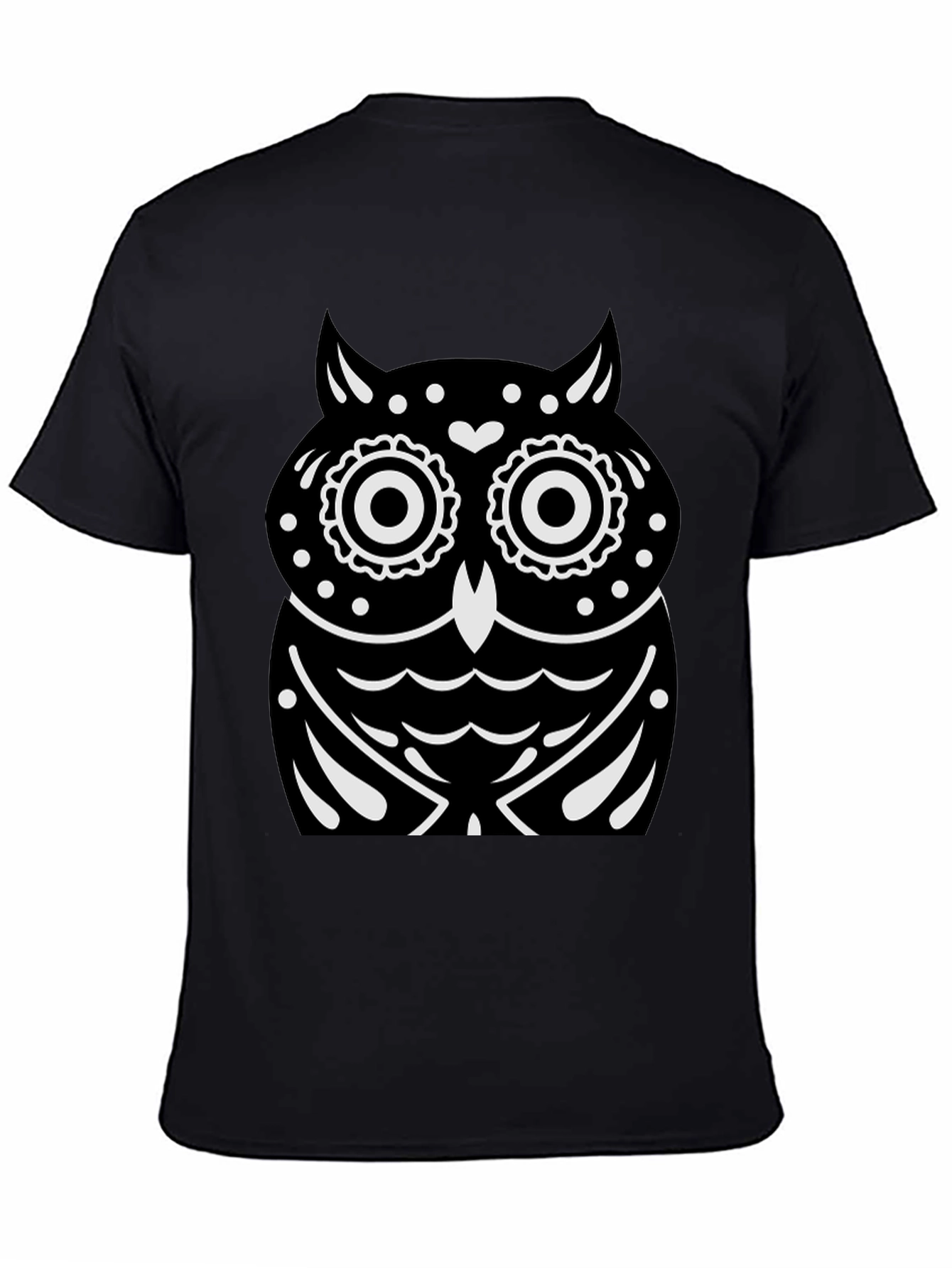Black T-Shirt with Owl Graphic