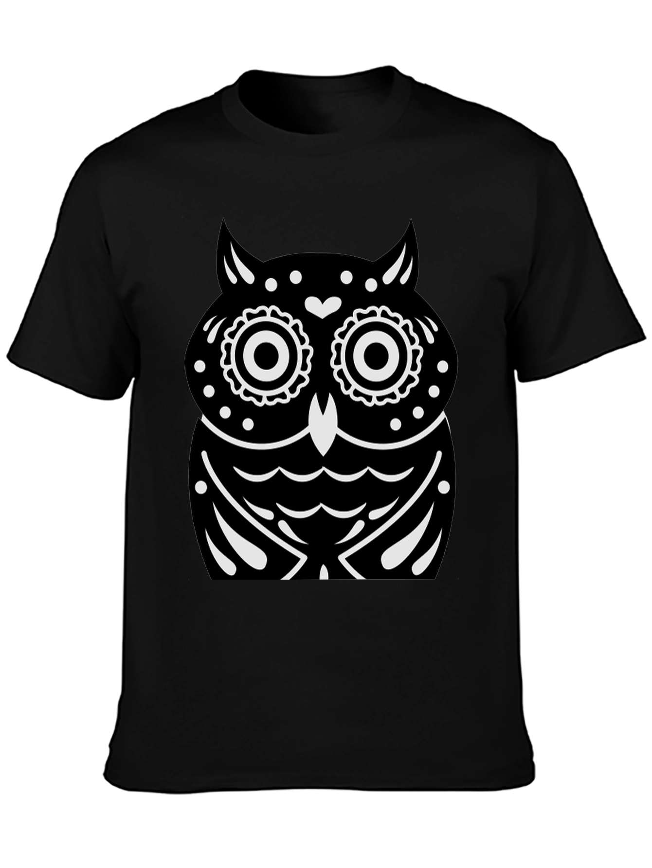 Black T-Shirt with Owl Graphic