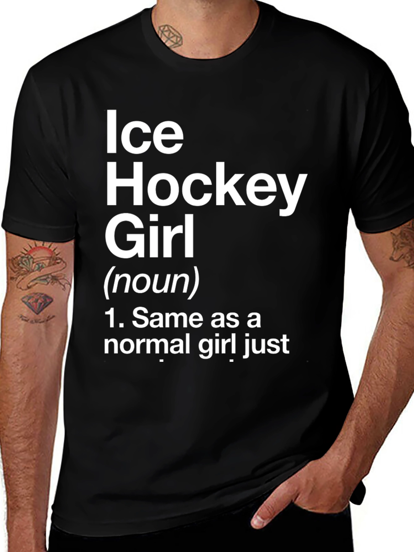 Ice Hockey Girl Graphic T-Shirt - Black