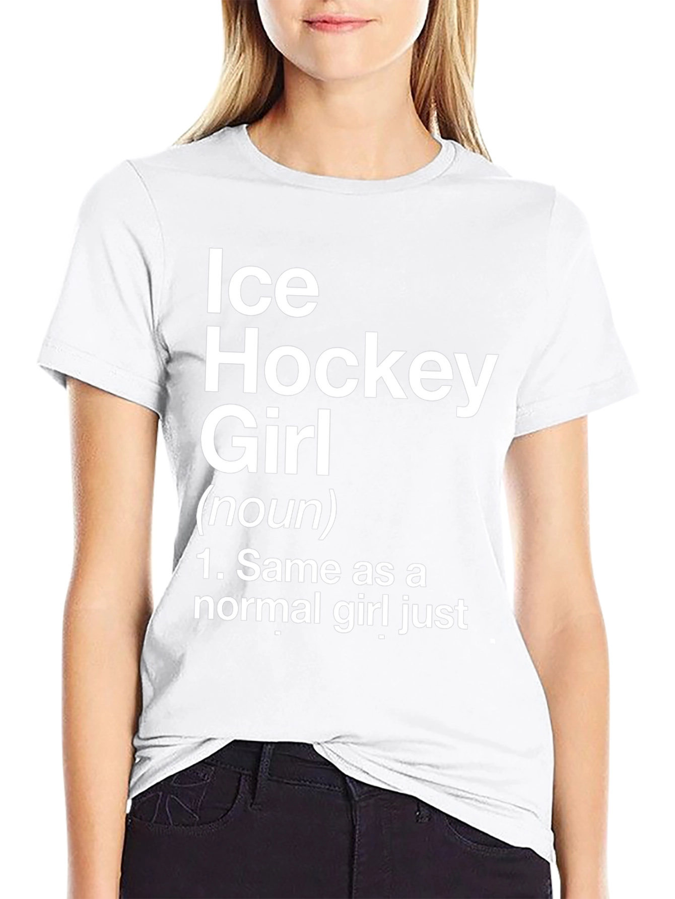 Ice Hockey Girl Graphic T-Shirt - Black