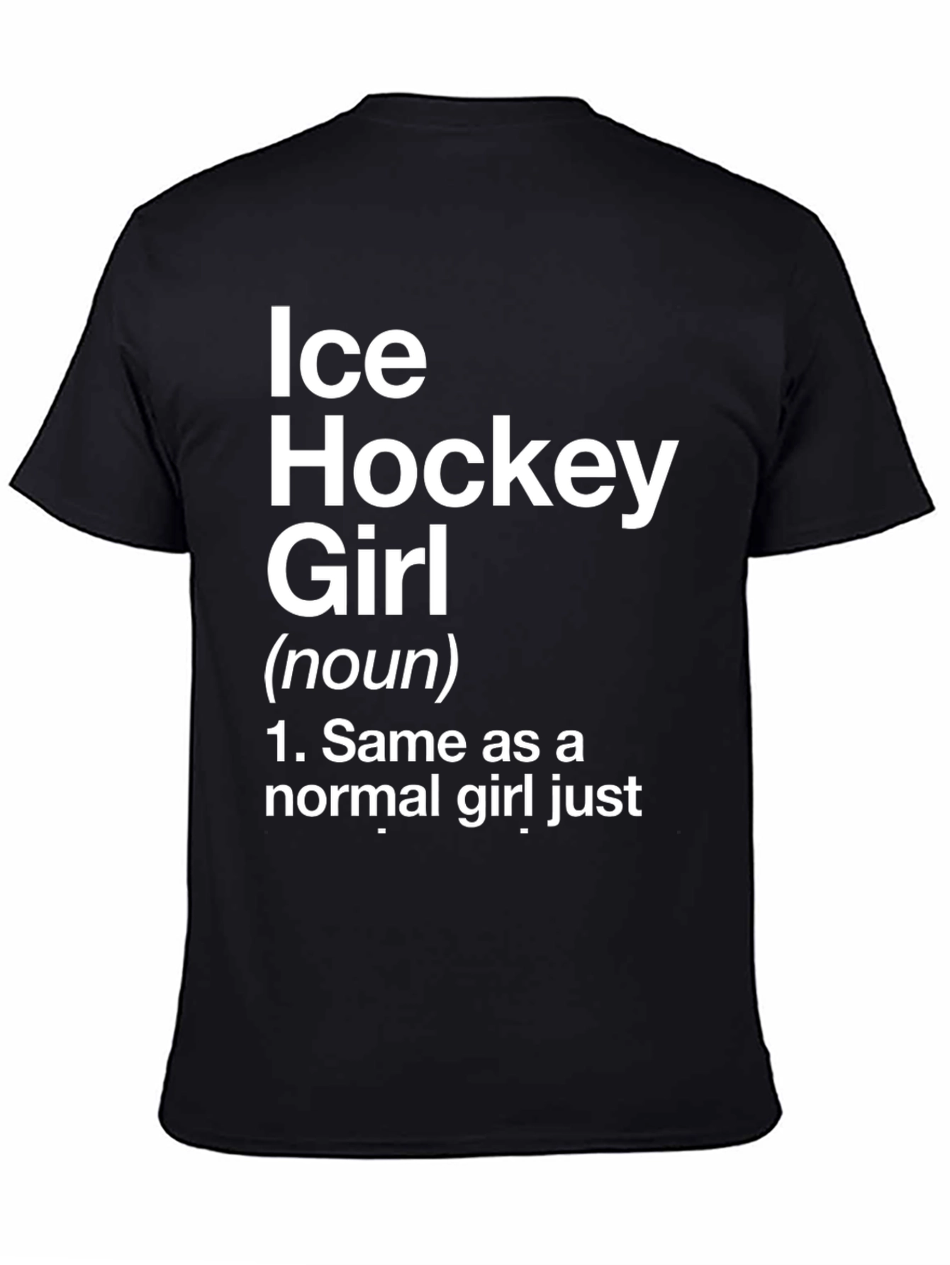 Ice Hockey Girl Graphic T-Shirt - Black