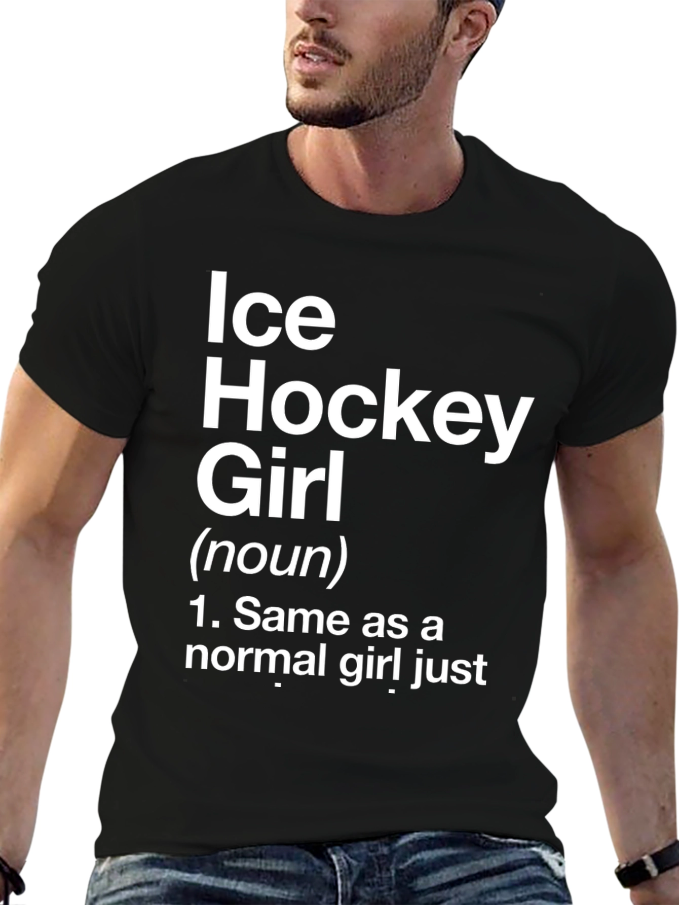 Ice Hockey Girl Graphic T-Shirt - Black