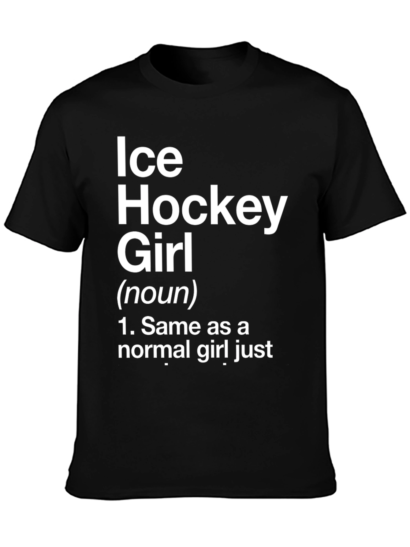 Ice Hockey Girl Graphic T-Shirt - Black