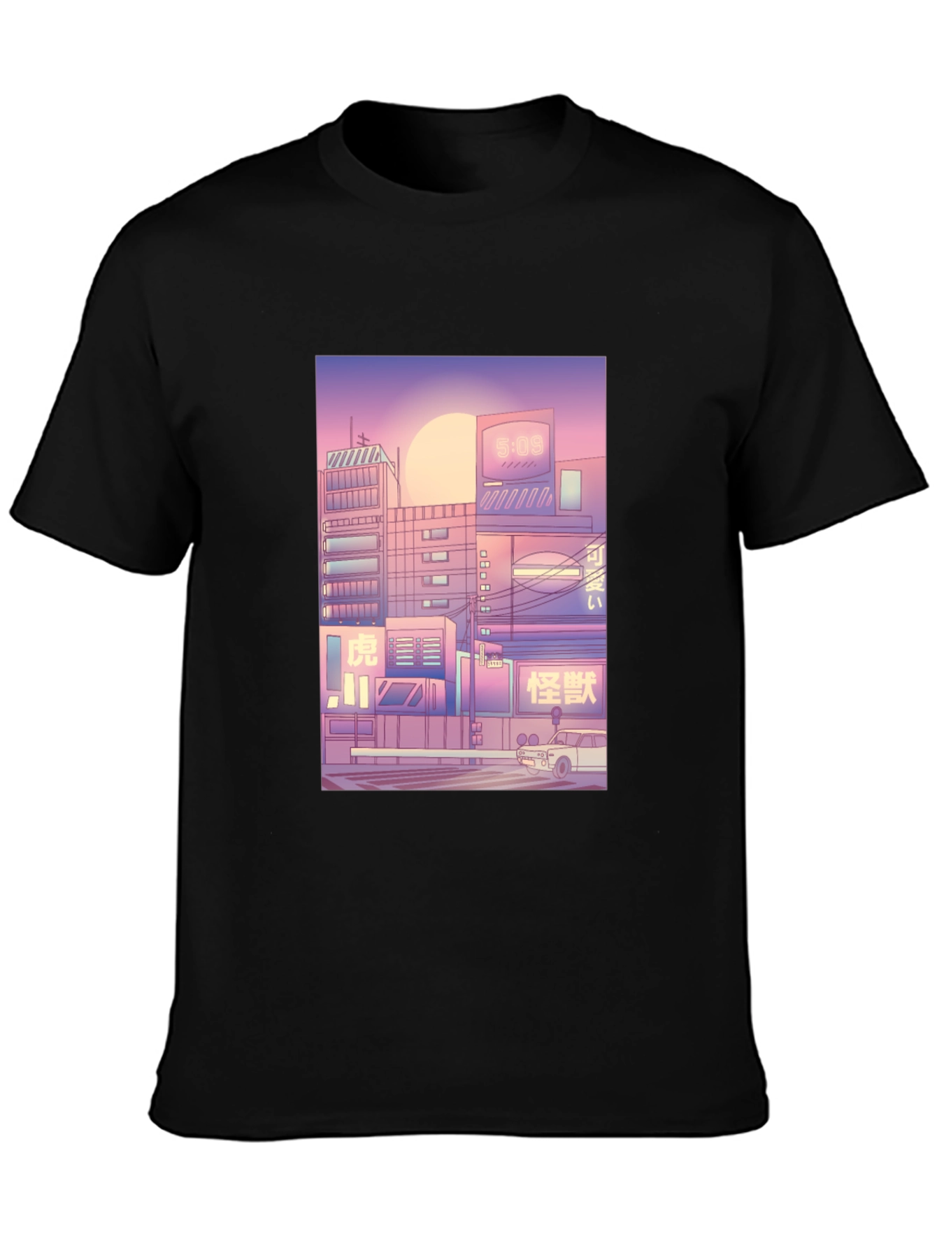 Retro Cityscape Graphic Tee - Black