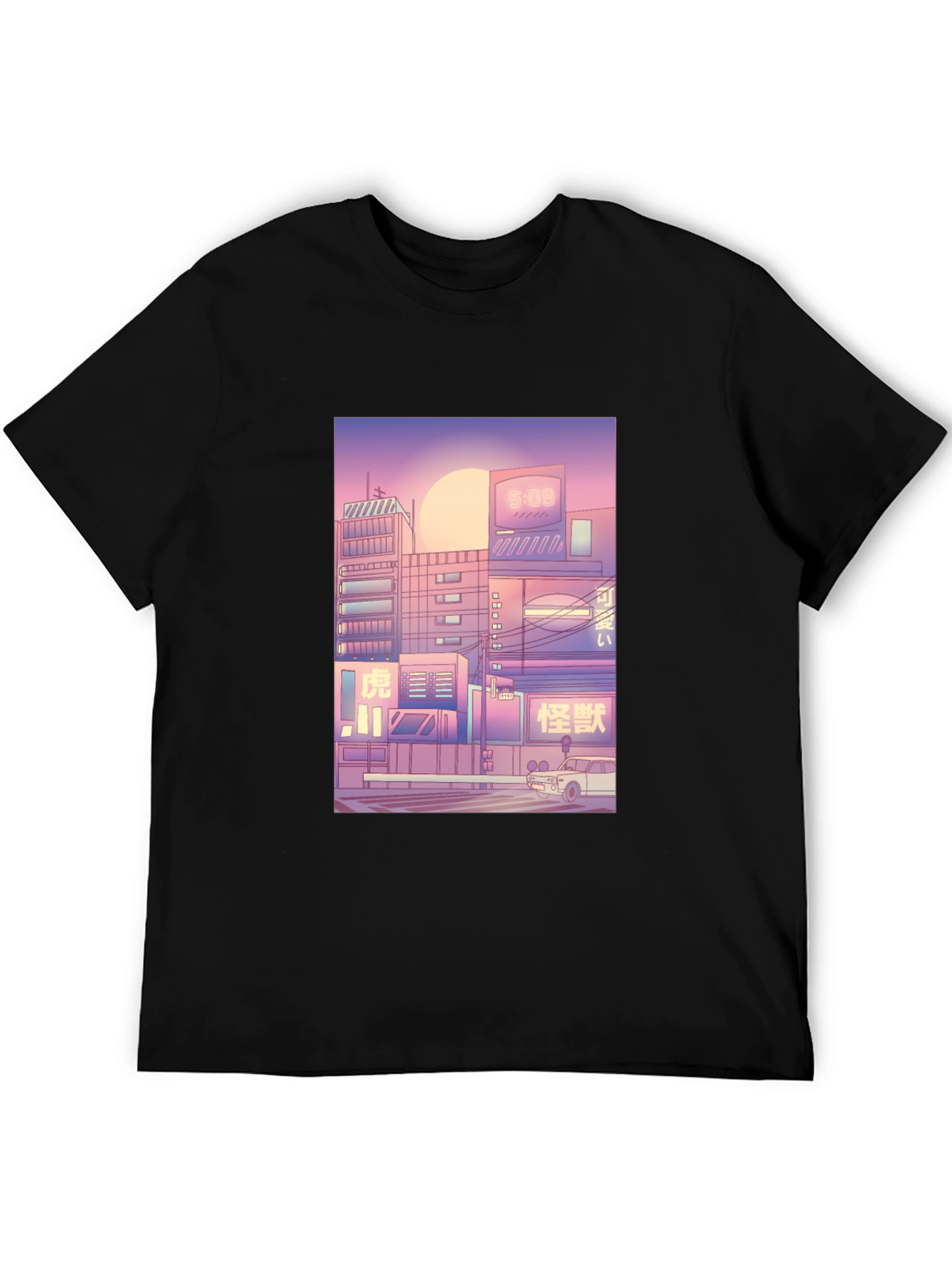 Retro Cityscape Graphic Tee - Black